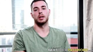 Inked handsome Carter Woods masturbates in interview