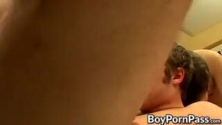 Bubble butt cocksucker anally penetrated in bathroom