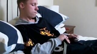 Handsome deviant Jason drips cum after stroking and smoking