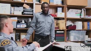 Ebony security punished by hung superior with bareback