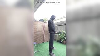 Caught Step Dad Shooting A Huge Load Of Piss Outside