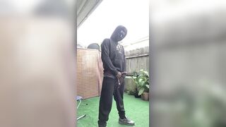 Caught Step Dad Shooting A Huge Load Of Piss Outside