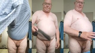 New morning routine-controlling my asscheeks for marks and new beltinh