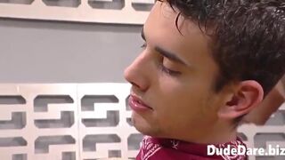 Twinks have their mouths and assholes stuffed with huge cocks