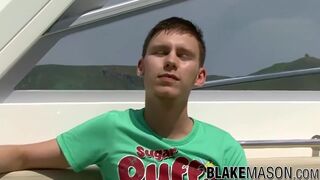 Twink loves wanking solo on a boat far from shore
