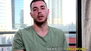 Inked handsome Carter Woods masturbates in interview