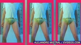 While dancing, the tip of Mistral Alejandro's cock came off