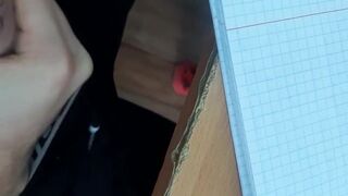 Right in class cumming a lot of cum !!!