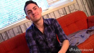 Erotic brunette straight guy Luke Fucking His Big Curved Dick with a Fleshlight