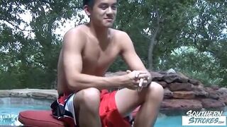 Strokes Skinny Amateur Tanner Masturbates Solo