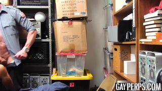 Skinny ebony thief takes fat cock from store guard