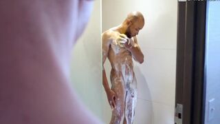 Shower Wet Shower Fuck With Two Big Dick Hunks