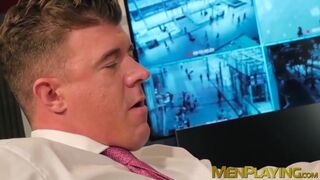 Businessman receives a wet blowjob before fucking his man