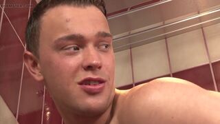 Sexy gay boys in bathtub enjoy squirting cum