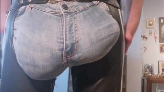 Jeans Bulge with Leather Chaps