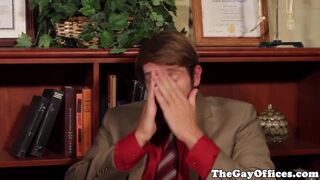 Gay officesex hunk assfucked by his boss