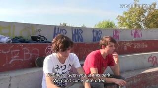 CZECH HUNTER 375 - Skateboarding Twinks Get Paid To Be In A Raw Threesome