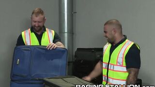 Two Fetish Baggage Claimers Find Toys In Suitcase & USE THEM!