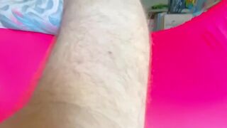 Fat Man Has a Huge Cream Pie in His Wrestling Gear and Shows His Fat Dirty Ass and Cums Hands Free