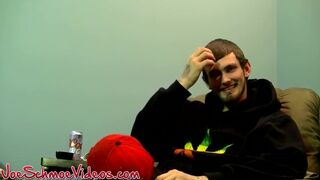 Young amateur strips naked and masturbates his small cock