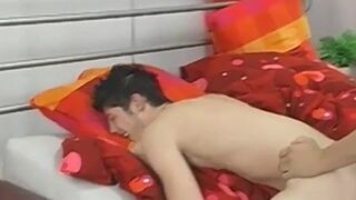 Young amateurs Keegan Kemp and Damien Hart wrestle and kiss