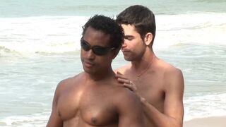 Wild beach fuck together with hot gay boys