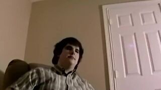 Super hot ebony amateur makes his cock spray jizz