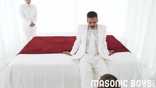 Cute blond gets used and raw fucked by suited hung DILF