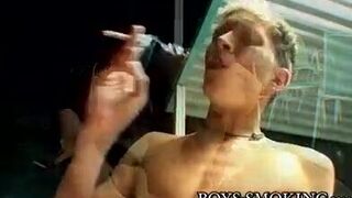 Twinks smoking and fucking at their private pool