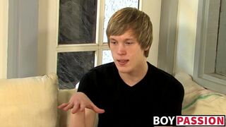 Interviewed young man Corey Jakobs masturbates and cum