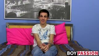 Skinny Conner Bradley interviewed before solo cumshot