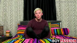 Solo twink Jax Marnell drills ass with toy and wanks cock