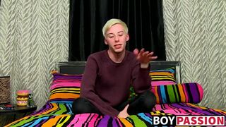 Solo twink Jax Marnell drills ass with toy and wanks cock