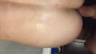 Hot fuck in the toilet , the male filled with femboy sperm !!!