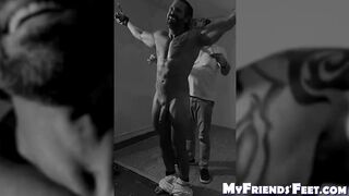 Ripped hunk Joey laughs while dom tickle torments him