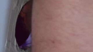 Little Bitch Sucks Huge Cock Through Glory Hole