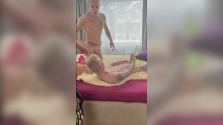 Two Guys Invited a Friend with a Big Dick for a Threesome