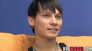 Handsome pierced twink Christopher Robin wanks off big dick