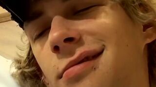 Blond amateur Casey Wood smokes cigars and jerks off solo