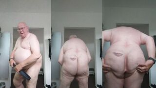 Naked before and after shower
