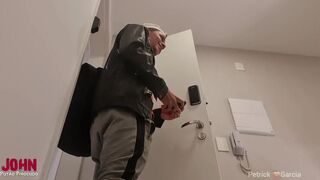 delivery man gives in to the customer's charms