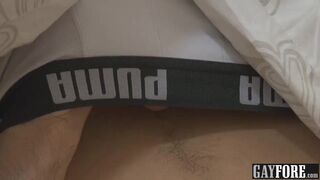 Sexy twink Markus cannot wait to jerk and suck his own cock