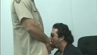 Stud taken for booking and gets cock in mouth and ass in jail cell