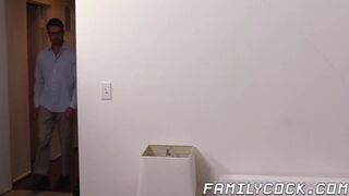 Tall and hunky stepdad barebacked hard by his young stepson