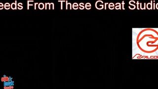 AP kneels and swallows every inch of AG's long, thick cock