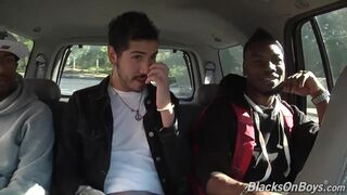 White dude sucking off two black cocks