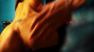 Young gay having fun with cock and dildo