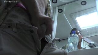 Hot Gypsy Akon gets his friend to give him a hot handjob and films it.