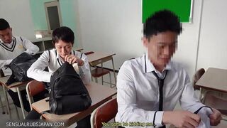 Japanese Students Threesome in Classroom
