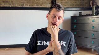 Cock Sucking Slut Worshipping My Dick and Feet and Gets Covered in Piss